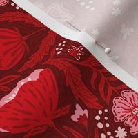 Boho - Folk Floral Red on moody red S