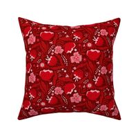 Boho - Folk Floral Red on moody red S