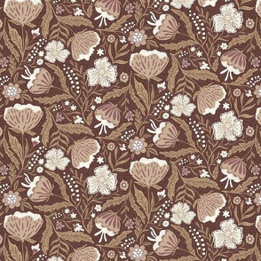 Boho - Folk Floral Neutral earth tone brown M