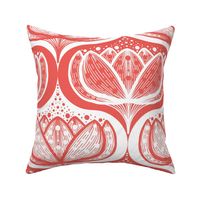 Water Lily in Bloom - M - dichromatic CORAL RED white- MEDIUM