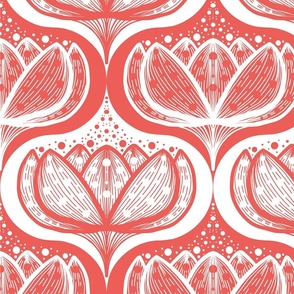 Dichromatic Water Lily Ogee in coral red and white MIDDLE
