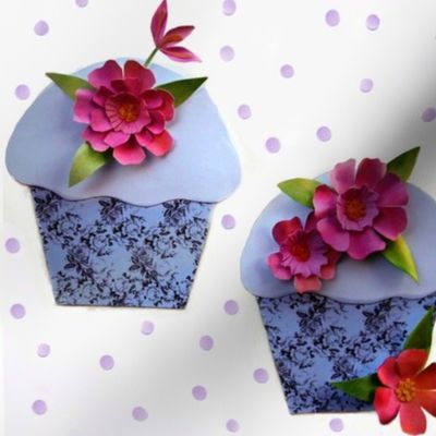Cut flowers and cupcakes