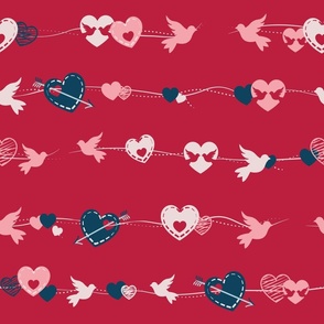 Valentine themed Hearts, Doves and Garlands