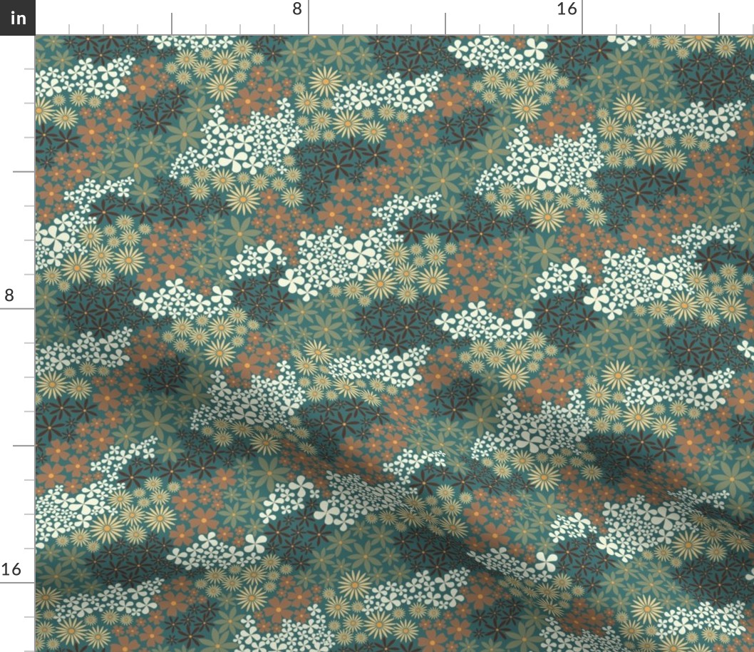 Floral Spring // Normal Scale //  Wild Chamomile // Bloom Spring // Emerald Background 