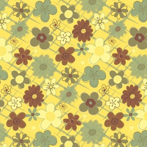 Boho Flower Doodles in Yellow, Green, and Brown