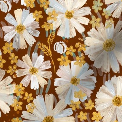 Wild Iridescent Daisies - Brown
