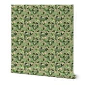 PLGN1 - Polygon Jungle in Green and Ecru - 8 inch fabric repeat - 6 inch wallpaper repeat