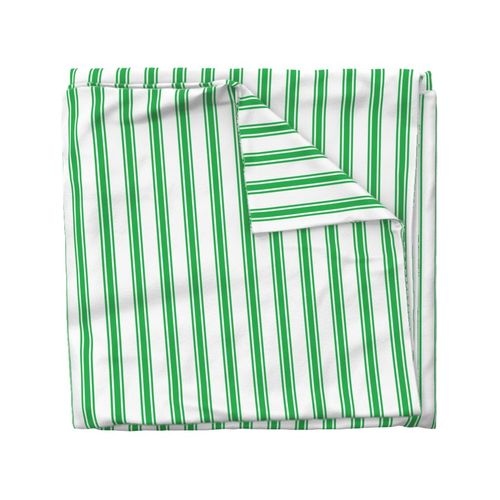 Green Ticking Stripe on White