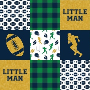 little man - football wholecloth - gold/blue/green- college ball -  plaid - C22