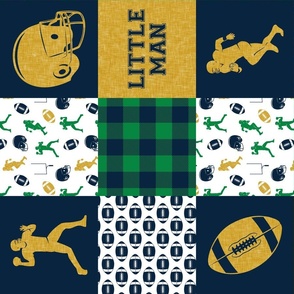 little man - football wholecloth - gold/blue/green- college ball -  plaid (90) - C22
