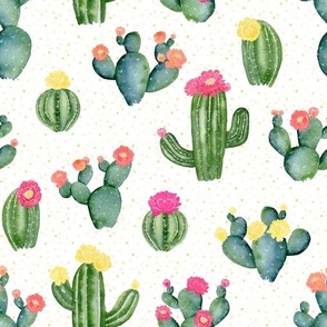 Flowering Cacti on Dots - Angelina Maria Designs