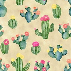 Flowering Cacti on Sand - Angelina Maria Designs