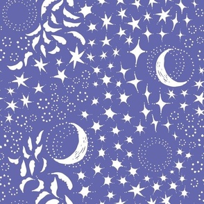 Moon Among the Stars - Very Peri - Medium Scale - Celestial Sky Purple Periwinkle