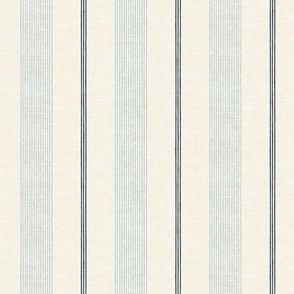 (small scale) Ivy Stripes - Vertical Coastal Blue on Cream - LAD22