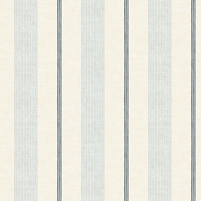 (med scale) Ivy Stripes - Vertical Coastal Blue on Cream - LAD22