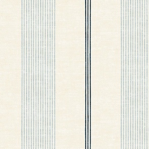 (large scale) Ivy Stripes - Vertical Coastal Blue on Cream - LAD22
