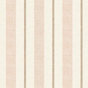 (small scale) Ivy Stripes - Vertical Pink/Rust on Cream - LAD22