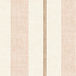 (large scale) Ivy Stripes - Vertical Pink/Rust on Cream - LAD22