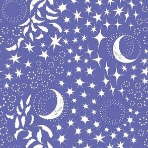 Moon Among the Stars - Very Peri - Small Scale - Celestial Sky Purple Periwinkle