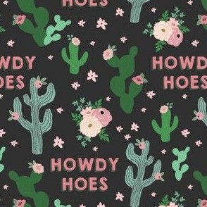 MATURE - Howdy Hoes Cactus Print Charcoal Back - Medium size