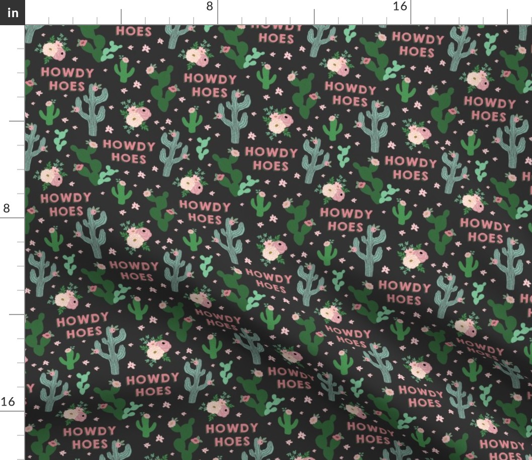 MATURE - Howdy Hoes Cactus Print Charcoal Back - Medium size