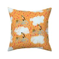 Yellowthroat bird and bike- tangerine 