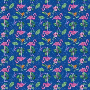 Flamingo Party on Blue - Small