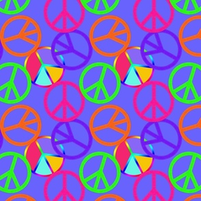 Felt Look Peace Signs on Periwinkle Background