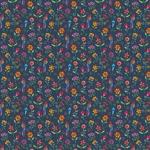 Frida Flowers on Blue - Small