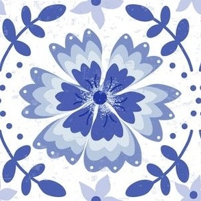 simple boho flower -blue