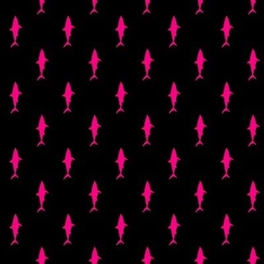 (small scale) sharks (pink on black) - C22