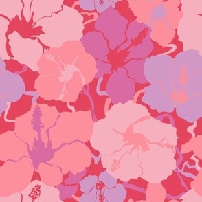 Hawaiian Hibiscus Floral in Orchid Coral