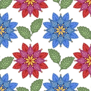 RED & BLUE FOLK ART FLOWERS  24