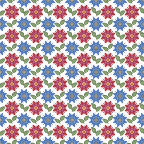 RED &  BLUE FOLK ART FLOWERS 6