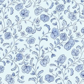 Blue Floral Pattern on Blue