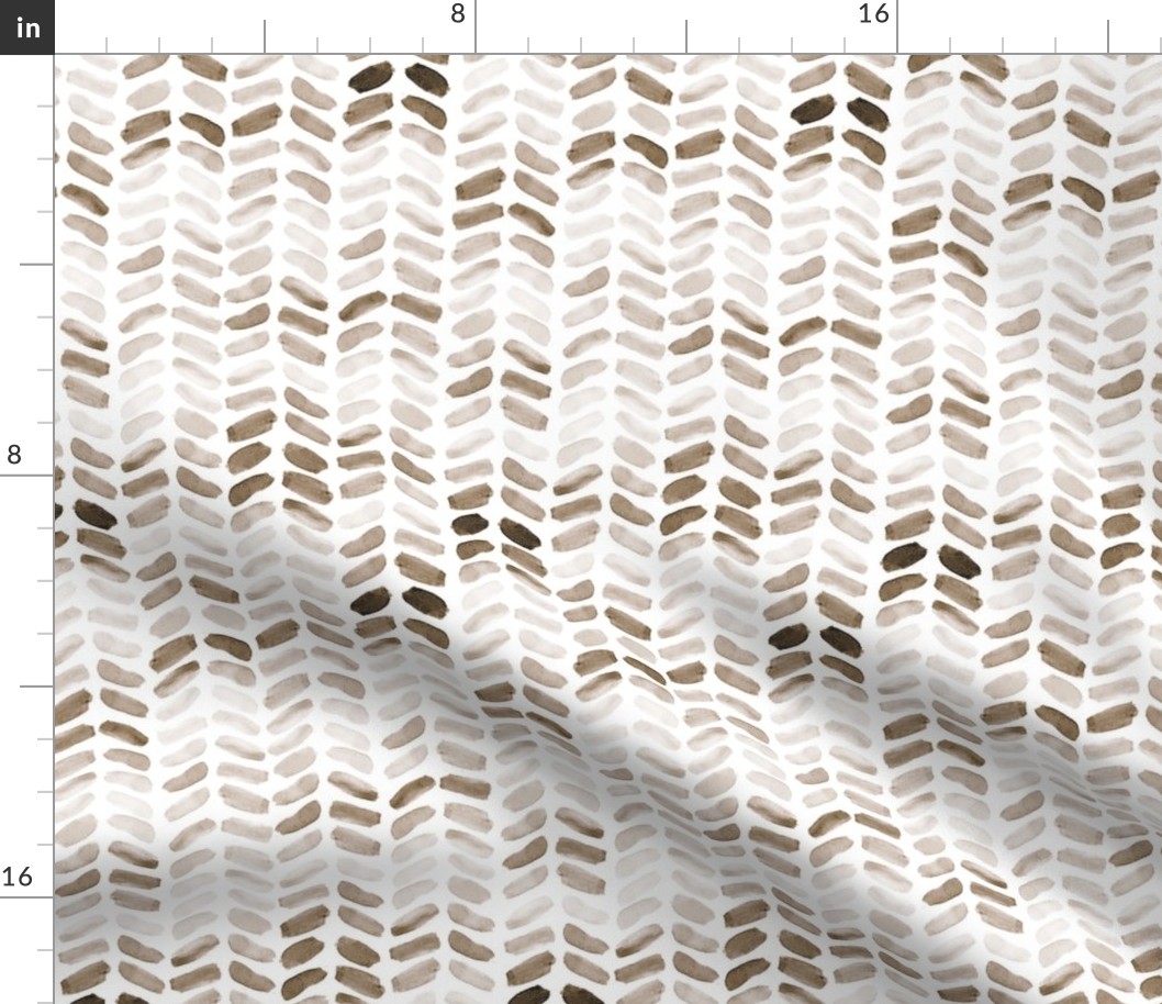 Watercolor Herringbone Taupe