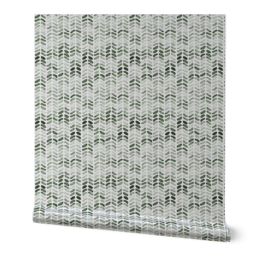 Watercolor Herringbone - Forest Green