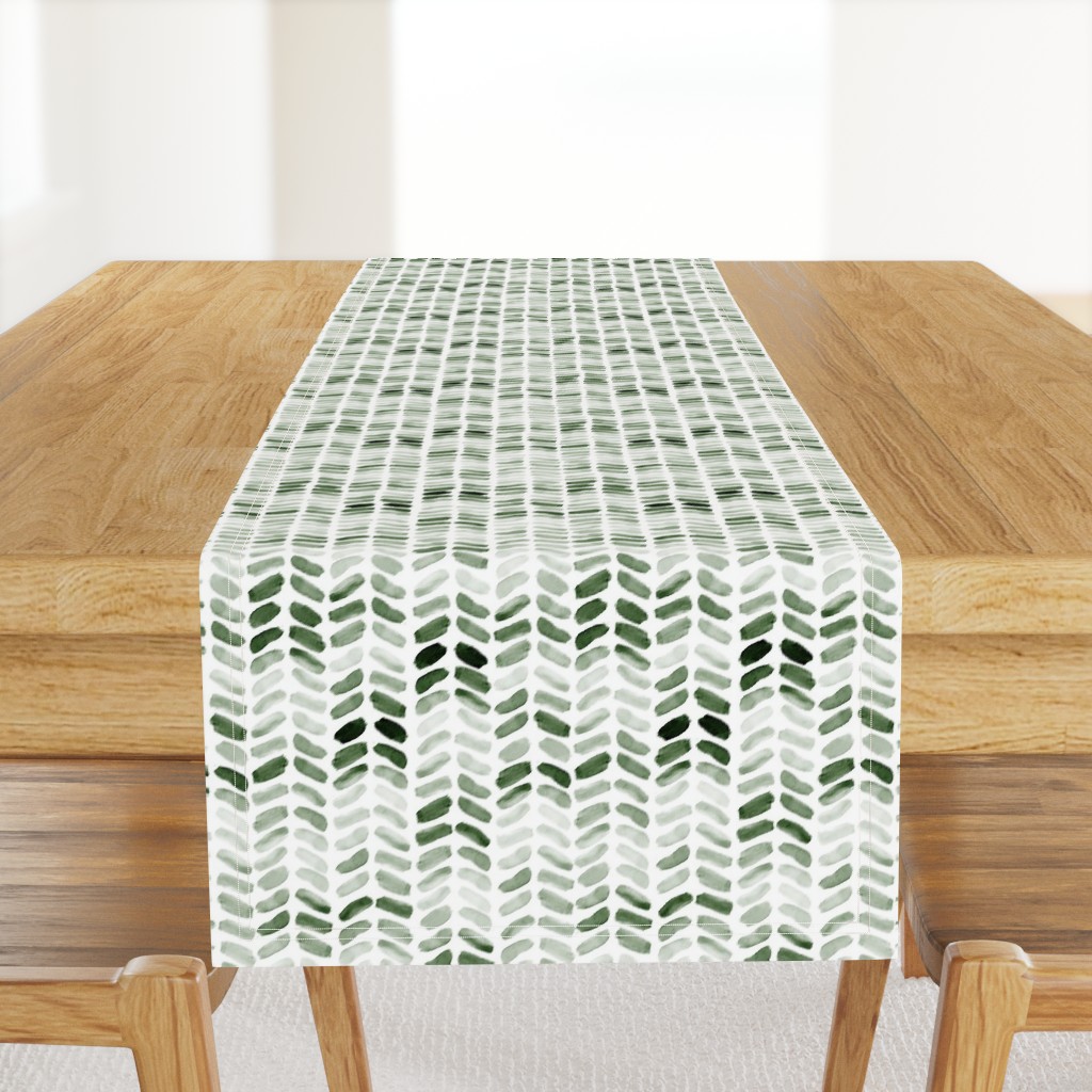 Watercolor Herringbone - Forest Green