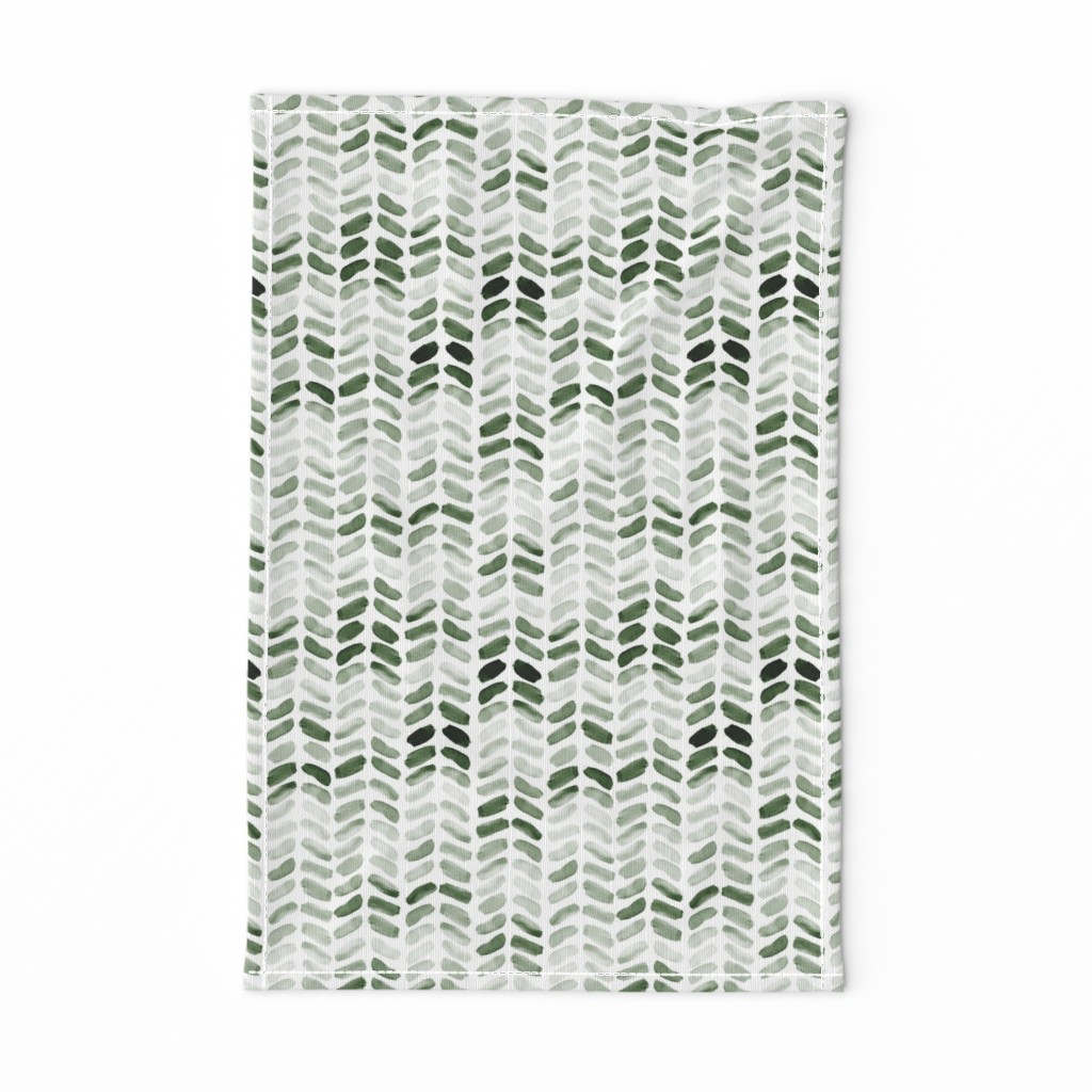 Watercolor Herringbone - Forest Green