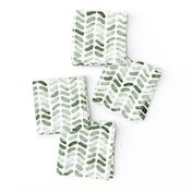 Watercolor Herringbone - Forest Green