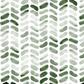 Watercolor Herringbone - Forest Green
