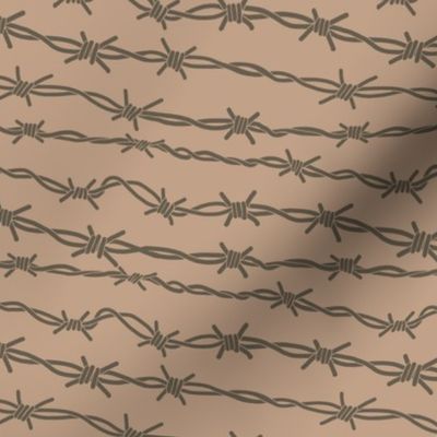 Taupe Gray Barbed Wire on Beige