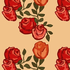 Vintage Rose on Cream 