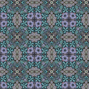 Y2K Mandala Flower Kaleidoscope Denim Blue