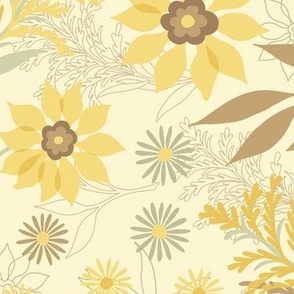 BoHo Wildflowers on Pale Yellow