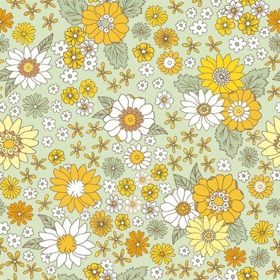 Roostery Fleur Boho Floral Meadow Black Regular Scale Flowers Nature Home Decor Bohemian by Spoonflower