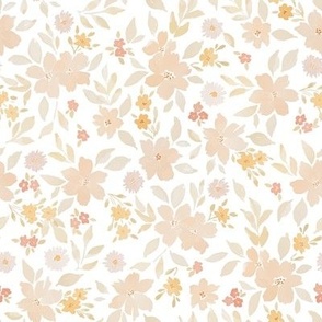 apricot gouache florals - white