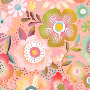 In the blooming garden // rose / peach / mint  // large scale