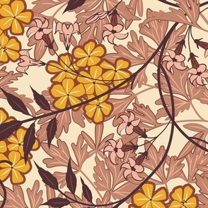 Large Autumn Botanical Wilderness with Cream Background