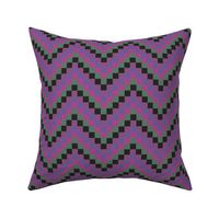 Pink, black, purple and green pixel chevron - Large scale